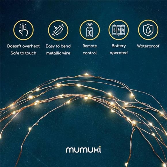 33ft 100 LED Outdoor Fairy Lights, Timer Battery Operated Twinkle Lights - Picture 2 of 7